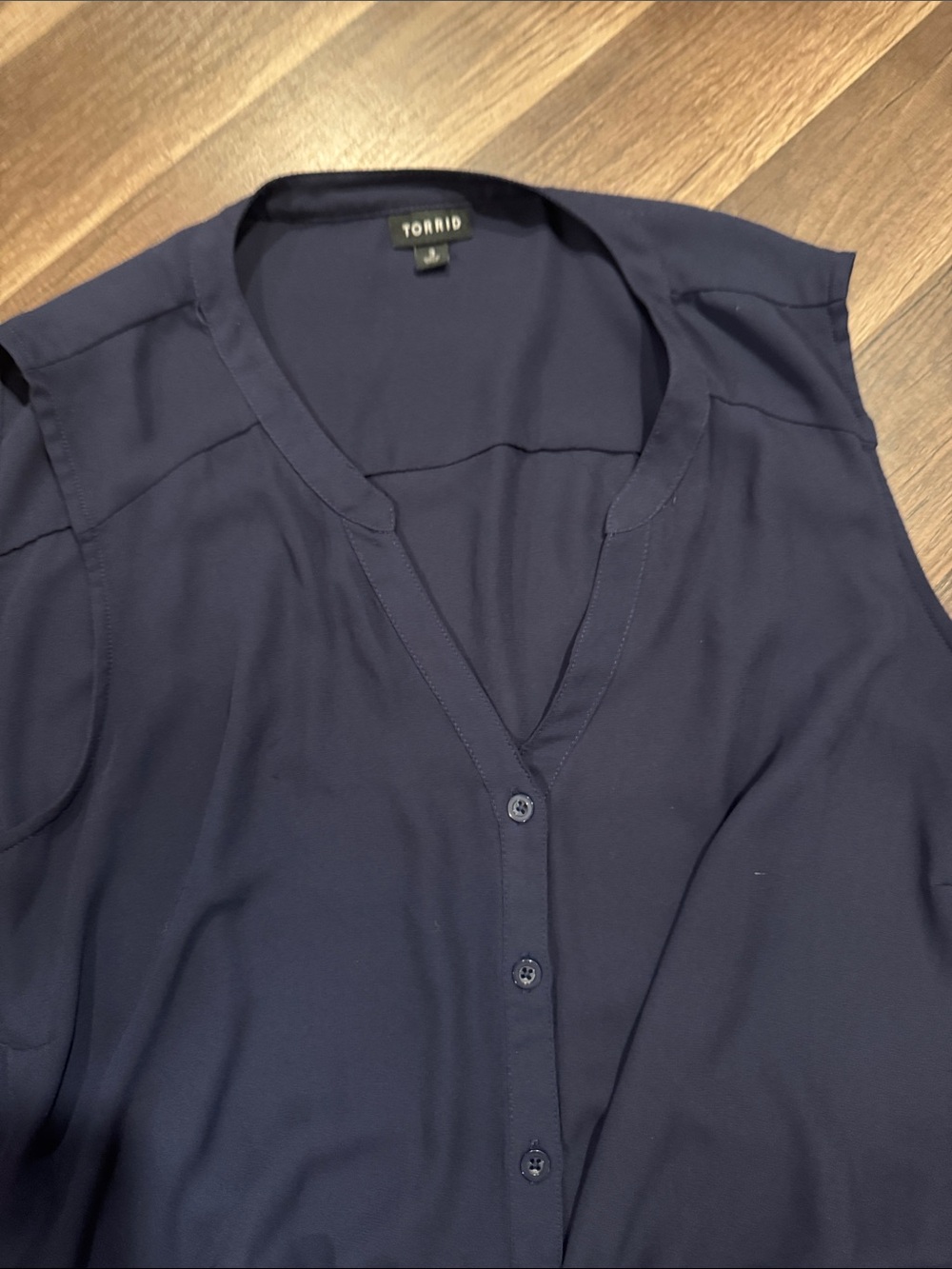 torrid Navy Sleeveless Button-Front V-Neck Blouse